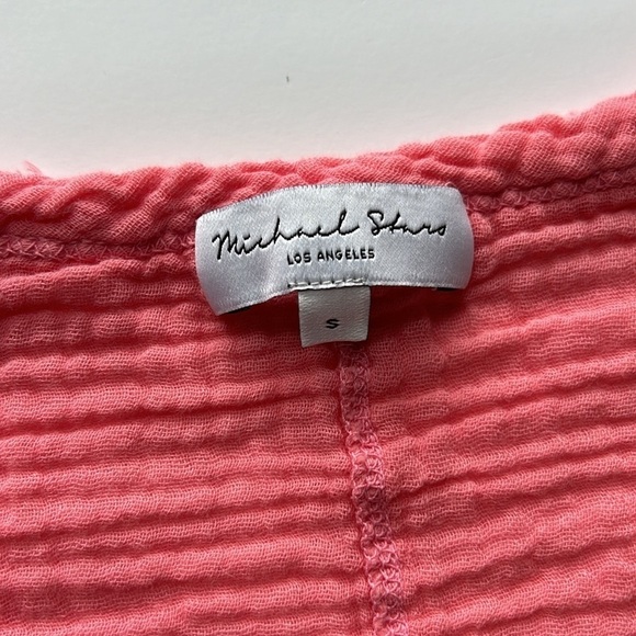Michael Stars Coral V Neck Pull Over Gauze Cotton Summer Top - Picture 5 of 5